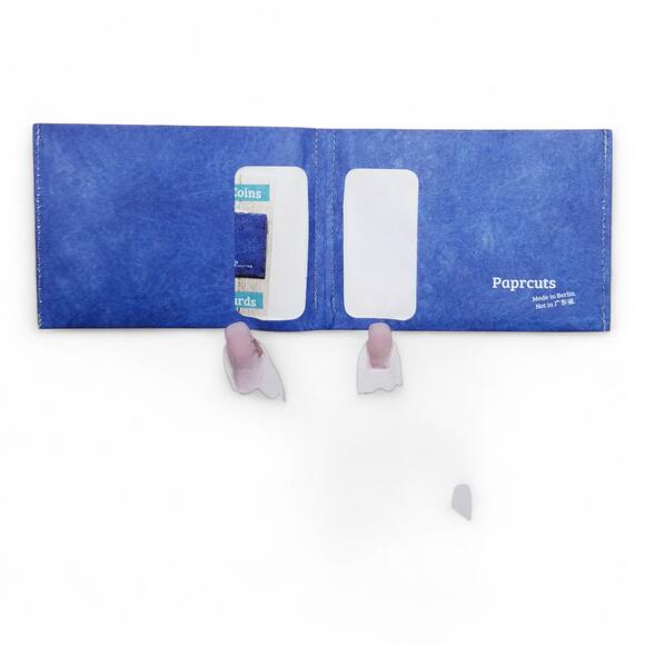 Paprcuts - from Berlin With Love Paper Tyvek Bi-Fold Wallet Blue White Stitched - Picture 4 of 6